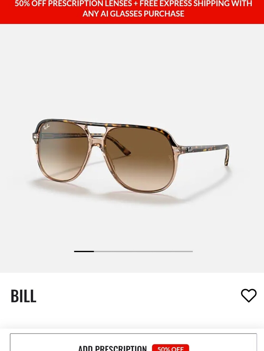 Ray-Ban Bill RB2198 Sunglasses Polished Havana On Transparent Brown